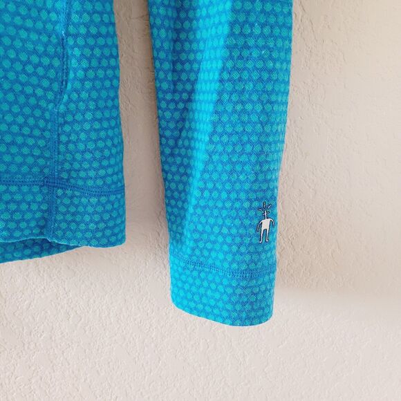 Smartwool 1/4 Zip Long Sleeve Base Layer Teal Blue 100% Merino Wool Womens Large - Picture 7 of 8